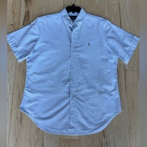 Vintage Men’s Ralph Lauren Classic Fit Blue/White Striped Button Down -Size L